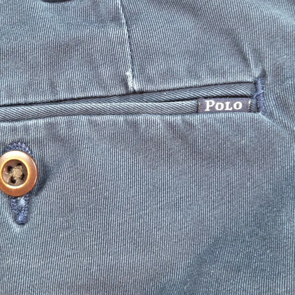 Polo Ralph Lauren Chino Pants Mens 35/32 Slim Fit Flat Front Cotton Navy Blue